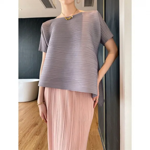 【巴黎精品】現貨限搶 三宅風皺褶衣服褶皺上衣摺衣彈力大尺碼(高領無袖寬鬆女T恤3款b1a36)