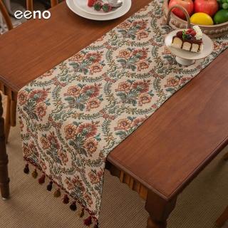【eeno】特色圖紋緹花 流蘇桌旗33×200cm餐桌巾 桌布檯布 長桌墊(CB001)