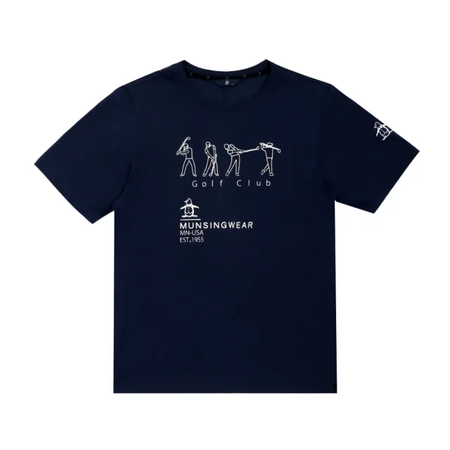 【Munsingwear】企鵝牌 網路獨家 男款藏青色 PLAY GOLF印花設計短袖T恤 MGXL2508