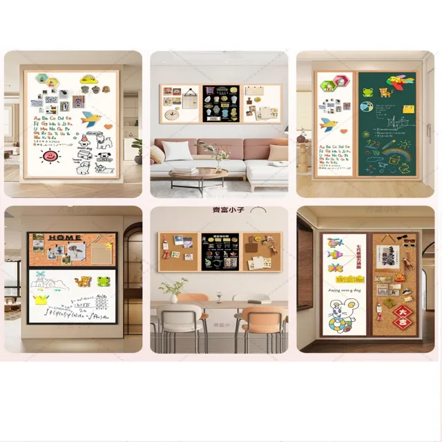 悅家家 實木框軟木60x90cm 磁性白板 磁吸牆貼 照片牆 寫字板 辦公白板 背景牆 會議白板 預購12天