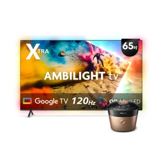 【Philips 飛利浦】65型 4K Mini LED 120Hz Google TV 智慧顯示器 (65PML9109)+ 智慧萬用鍋金小萬(HD2195)