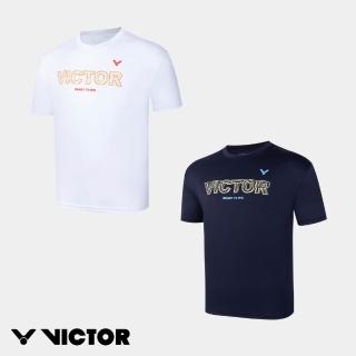 【VICTOR 勝利體育】線條VICTOR T恤 中性款(T-2607 A/B 白/軍藍)