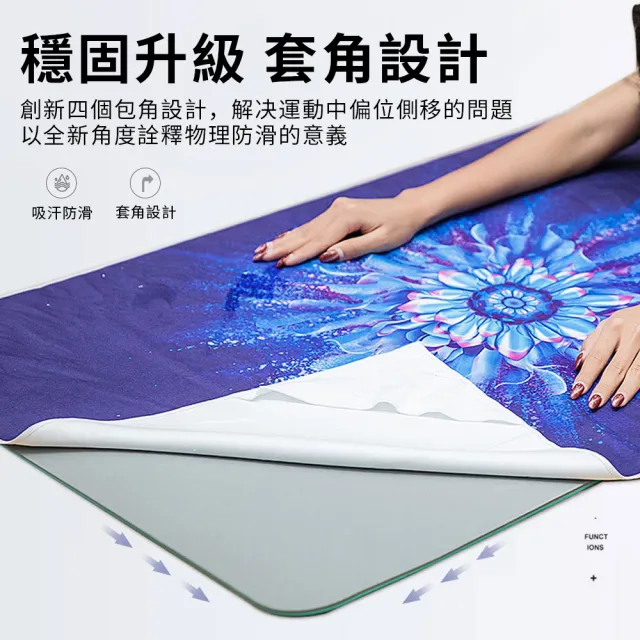 【QMVF】體位線吸汗速乾瑜伽鋪巾 健身鋪巾 瑜珈毛巾 野餐墊 瑜珈墊防滑巾 可機洗瑜珈毯（附收納袋）