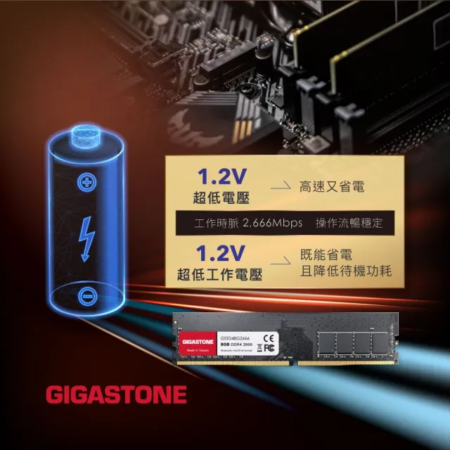GIGASTONE 立達】DDR4 2666MHz 16GB 桌上型記憶體2入組(PC專用/8GBx2