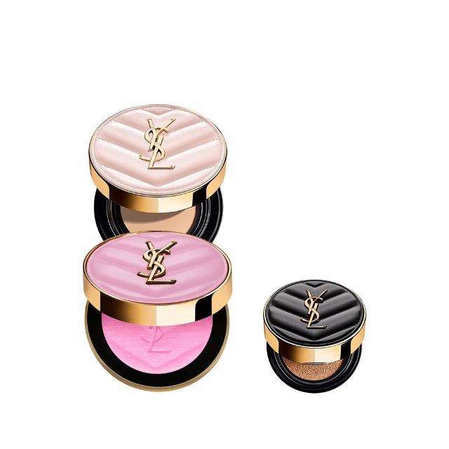 【YSL】官方直營 超模光感透膚底妝組(超模光感精華水氣墊及透膚煙染腮紅)