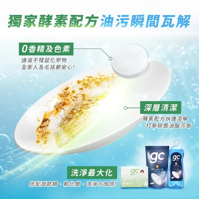 【gc clean】桌上型洗碗機專用小小錠36錠x10(洗碗錠/奶瓶清潔/無色素/無香精/防潮鋁膜包裝)