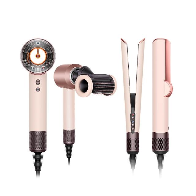 【dyson 戴森】HT01 二合一吹風直髮器 (粉霧玫瑰色) + HD16 吹風機 溫控 負離子(粉霧玫瑰) (超值組)