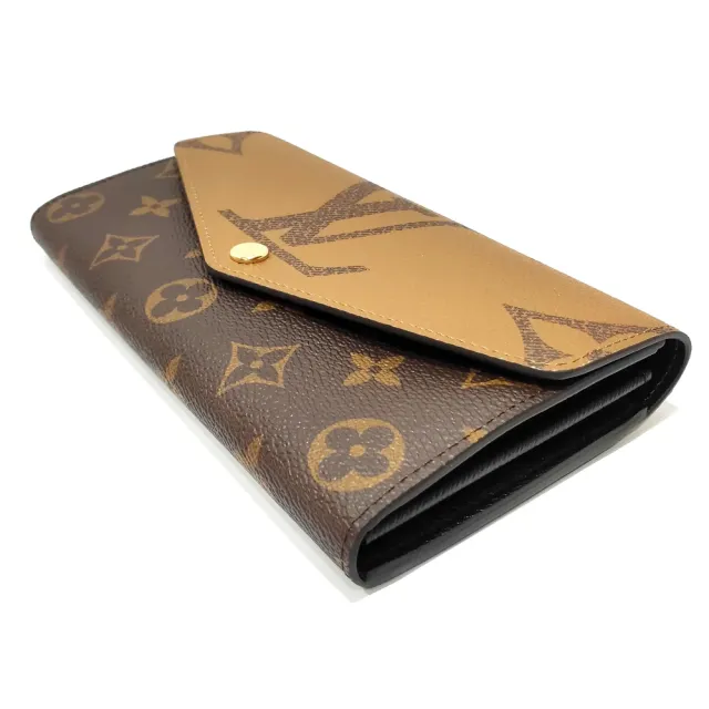 【Louis Vuitton 路易威登】M80726 經典Sarah系列 Reverse Giant帆布雙色信封式掀蓋錢包長夾(雙色)