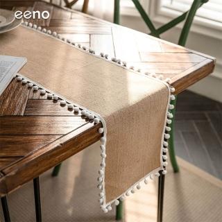 【eeno】原色棉麻 風格花邊桌旗30×200cm餐桌巾 桌布檯布 長桌墊(CC001)