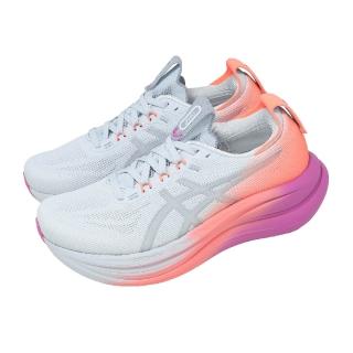 【asics 亞瑟士】慢跑鞋 GEL-Nimbus 28 女鞋 藍 粉紅 Sunny Sizzle 1012B987400