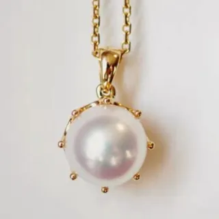 月輝珠寶 18K金 8.7-8.8mm 日本高品質 Akoya 海水珍珠 項鍊 公主冠系列 精緻鏤空設計 日常百搭