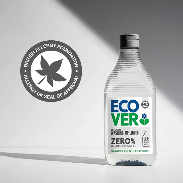 【ECOVER 宜珂】無添加ZERO低敏洗碗精450ml(嬰幼兒奶瓶 碗盤餐具洗潔精)