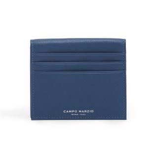 【CAMPO MARZIO】義式時尚 小牛皮撞色 3卡+2證件折疊卡夾-青藍色(證件夾 卡片夾 情人節)