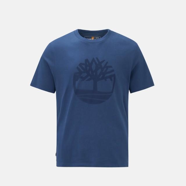 【Timberland】男款藍色LOGO短袖T恤(A6281EYO)