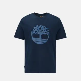 【Timberland 官方旗艦】男款深寶石藍LOGO短袖T恤(A6281Z02)
