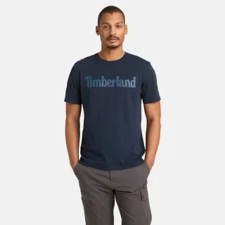 【Timberland】男款深寶石藍LOGO短袖T恤(A6DN3Z02)