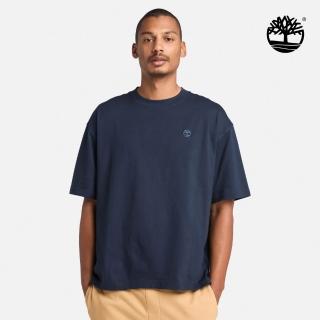 【Timberland】男款深寶石藍休閒短袖T恤(A6AF7433)