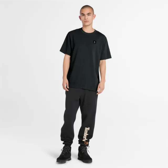 【Timberland】男款黑色徽章LOGO短袖T恤(A42P5001)