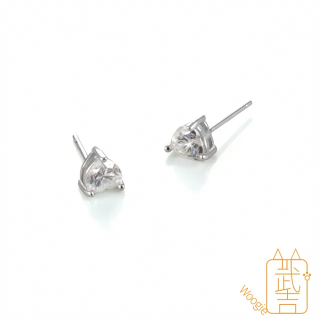 【Woogie武吉珠寶】精品莫桑鑽經典愛心純銀耳環(愛心鑽切6x6mm)