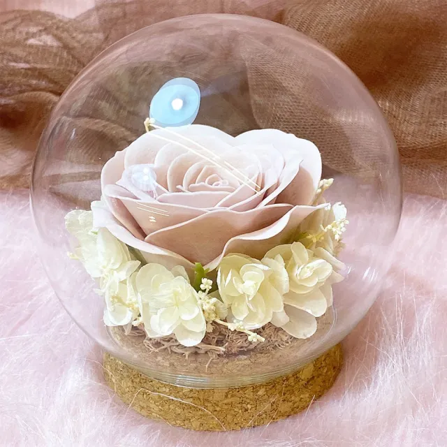 【OSTARA FLORIST 奧斯塔拉花藝】新色上市 甦醒的愛情 (白奶茶)、(海洋藍) (永生花、香氛玫瑰花、玻璃球罩)