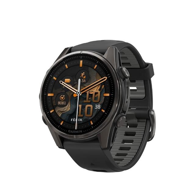 Garmin Fenix 8 Garmin Fenix 8 頂級智慧手錶,搭載先進 GPS 導航、心率偵測、血氧監測與睡眠追蹤功能,支援太陽能充電,待機超過 1 個月。適合路跑、游泳、登山、潛水及高爾夫等多種運動,具備內建音樂播放、藍芽通話、行動支付及社群訊息通知。游泳防水設計,防潑水等級,相容 iOS 與 Android 系統。黑色系外觀,銀幕尺寸 2 吋以下,NCC 認證 CCAF24LP1540T4。完美結合健康資料偵測、運動記錄、久坐提醒、計時鬧鐘與 Email 簡訊整合,是專業運動愛好者的理想選擇。