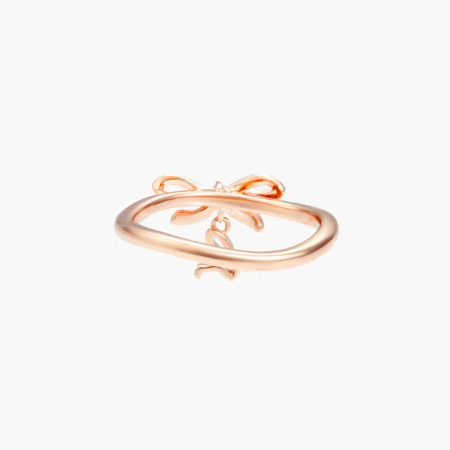 【agnes b.】bijoux 女款 925純銀 蝴蝶結 b.logo 戒指 玫瑰金