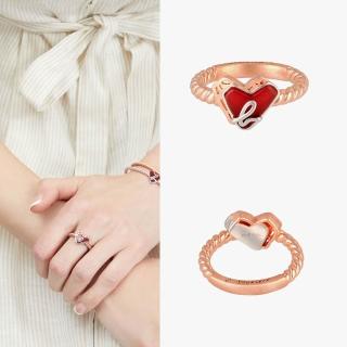 【agnes b.】bijoux 女款 925純銀 層次心形戒指 玫瑰金