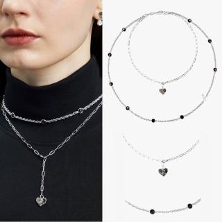【agnes b.】bijoux 女款 925純銀 愛心logo項鍊 銀色