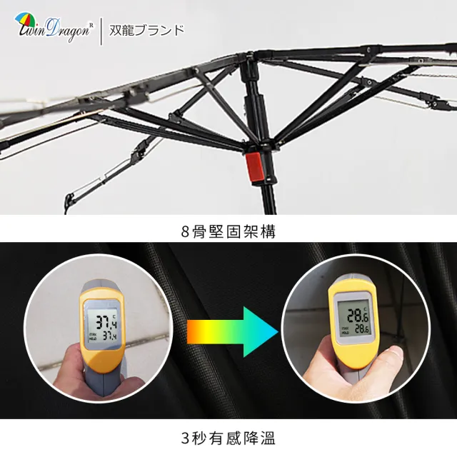 【雙龍牌】買一送一UC日系降溫無敵小折傘 黑膠雨傘(超輕量抗UV陽傘超撥水防風手開傘B1943)