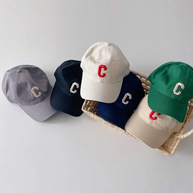 【橘魔法】C字刺繡棒球帽 兒童 大童 男童 女童 童裝 帽子 遮陽帽 防曬 運動 登山 夏天
