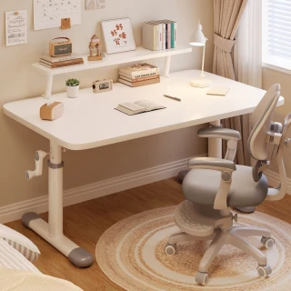 【匠俱】手搖升降書桌 可調高度 兒童學習桌椅組 120x60cm 多功能書桌 成人辦公兒童讀書