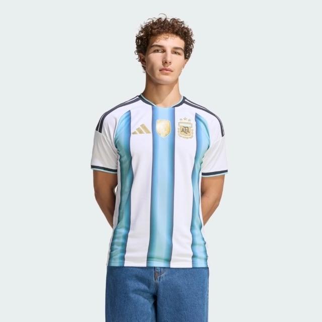 【adidas 愛迪達】Afa H Jsy D 男 足球衣 世界盃 阿根廷 主場復刻版球衣 藍 白(JM8396)