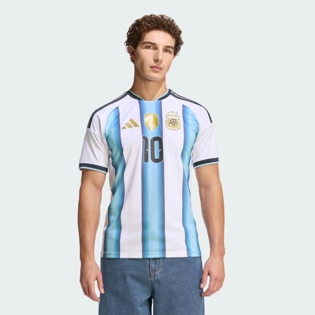 【adidas 愛迪達】Afa H 10 D 男 足球衣 世界盃 阿根廷 主場球迷版梅西球衣 藍 白(KA8117)