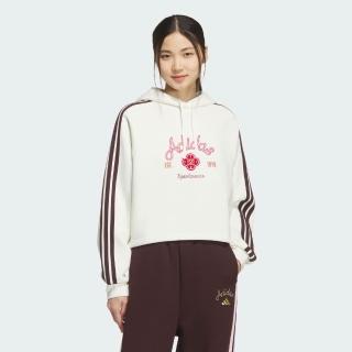 【adidas 愛迪達】NYR HOODY SWEAT 大學T 女款 短版 可抽繩 馬年 KH2695