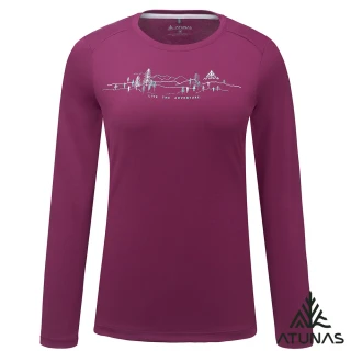 【ATUNAS 歐都納】女款循環抑菌抗臭吸濕排汗長袖T恤(A1TSHH02WC酒紅/再生環保材/透氣/抗UV防曬/休閒)
