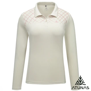 【ATUNAS 歐都納】女款循環抑菌抗臭吸濕排汗長袖POLO衫(A1PSHH02WC米卡/再生環保材/透氣/抗UV防曬/休閒)
