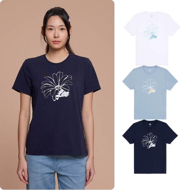 【Lee】女裝 短袖T恤 / 草寫Lee花朵印花 共3色 標準版型 / LB602057726 LB602057735 LB602057K14