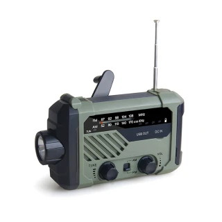 【RTAKO】多功能應急收音機 太陽能手搖充電/摺疊檯燈/行動電源/露營/防災必備 收音機