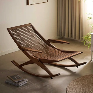 竹椅 躺椅 午休折疊椅 可坐可躺家用搖椅 陽臺休閑椅 靠椅 結實耐用老人椅 午睡椅(折疊搖搖椅)
