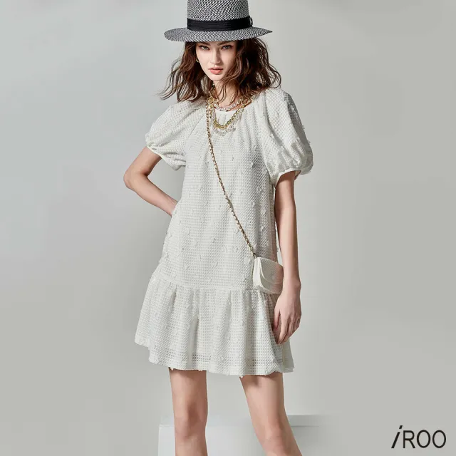 【iROO】光學白渡假小洋裝