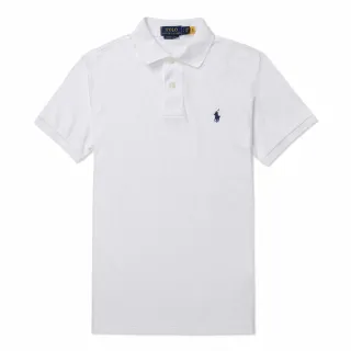 【RALPH LAUREN】RL POLO 經典刺繡小馬透氣短袖POLO衫 上衣-白色(PIMA棉/CUSTOM SLIM FIT/平輸品/)