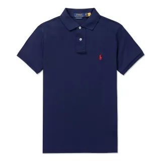 【RALPH LAUREN】RL POLO 經典刺繡小馬透氣短袖POLO衫 上衣-深藍色(PIMA棉/CUSTOM SLIM FIT/平輸品/)