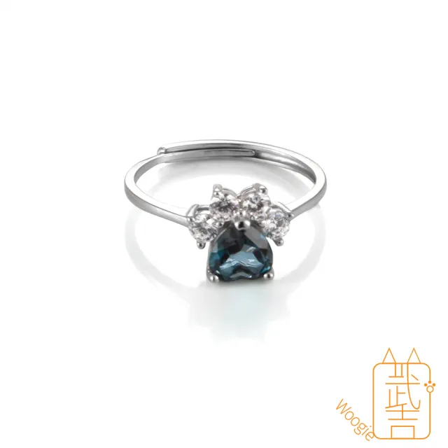 【Woogie武吉珠寶】精品托帕石設計純銀戒指(倫敦藍貓爪10x9mm)