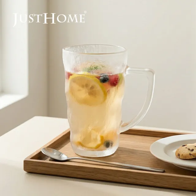【Just Home】冷霧石紋玻璃直身馬克杯300ml(杯 馬克杯 冷水杯 冷飲杯)