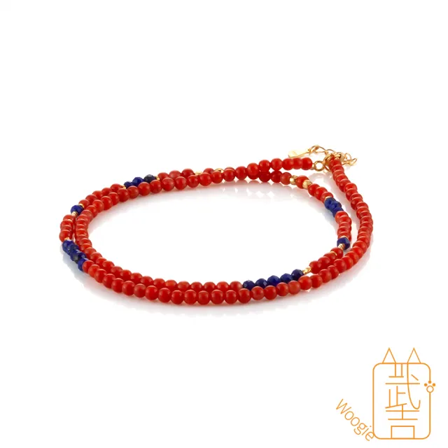 【Woogie武吉珠寶】精品南紅青金石設計純銀項鍊(南紅青金石3-4mm)