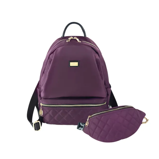 【BAGGLY&CO】雙11 買一送一 菱格紋真皮包包 尼龍防盜後背包 真皮包包 後背包 輕量尼龍包  後背
