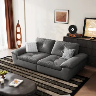 【hoi! 好好生活】Linsy帆船可調座深帶調節儲物扶手貓抓布大三人沙發2.5M 日霧灰 G290