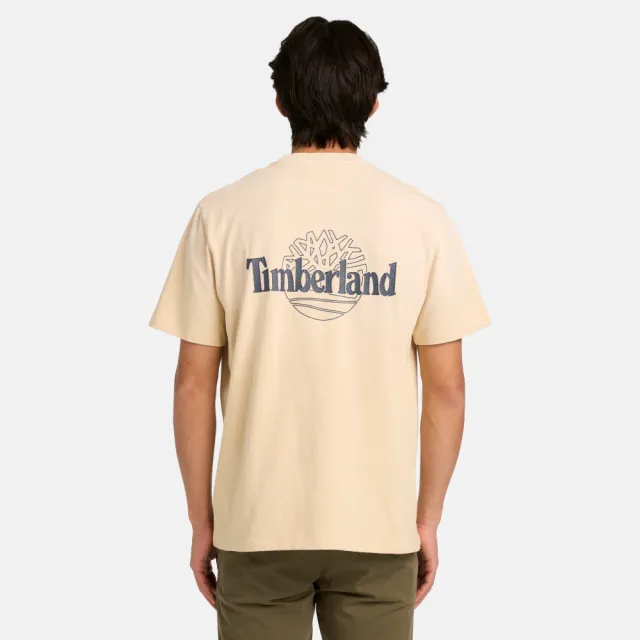 【Timberland】男款淺卡其色背面LOGO圖案T恤(A5SRU260)