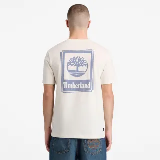 【Timberland】男款白色方形LOGO圖案短袖T恤(A5S6PCM9)