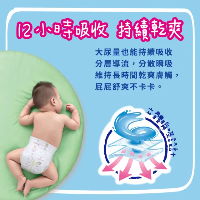 【妙而舒】瞬吸舒爽黏貼型紙尿褲/尿布 S 3箱購(S78片x9包)